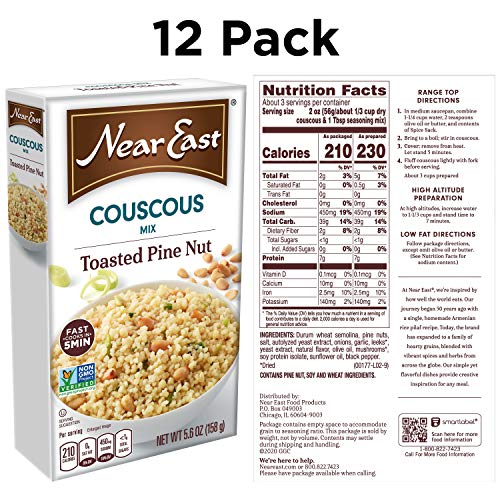 Near East Toasted Pine Nut Couscous Mix 5.6 oz (Pack of 12)