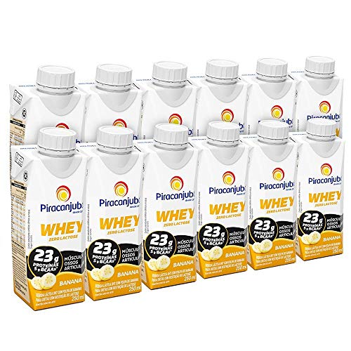 Kit Piracanjuba Whey Zero Lactose Sabor Banana 12x250ml