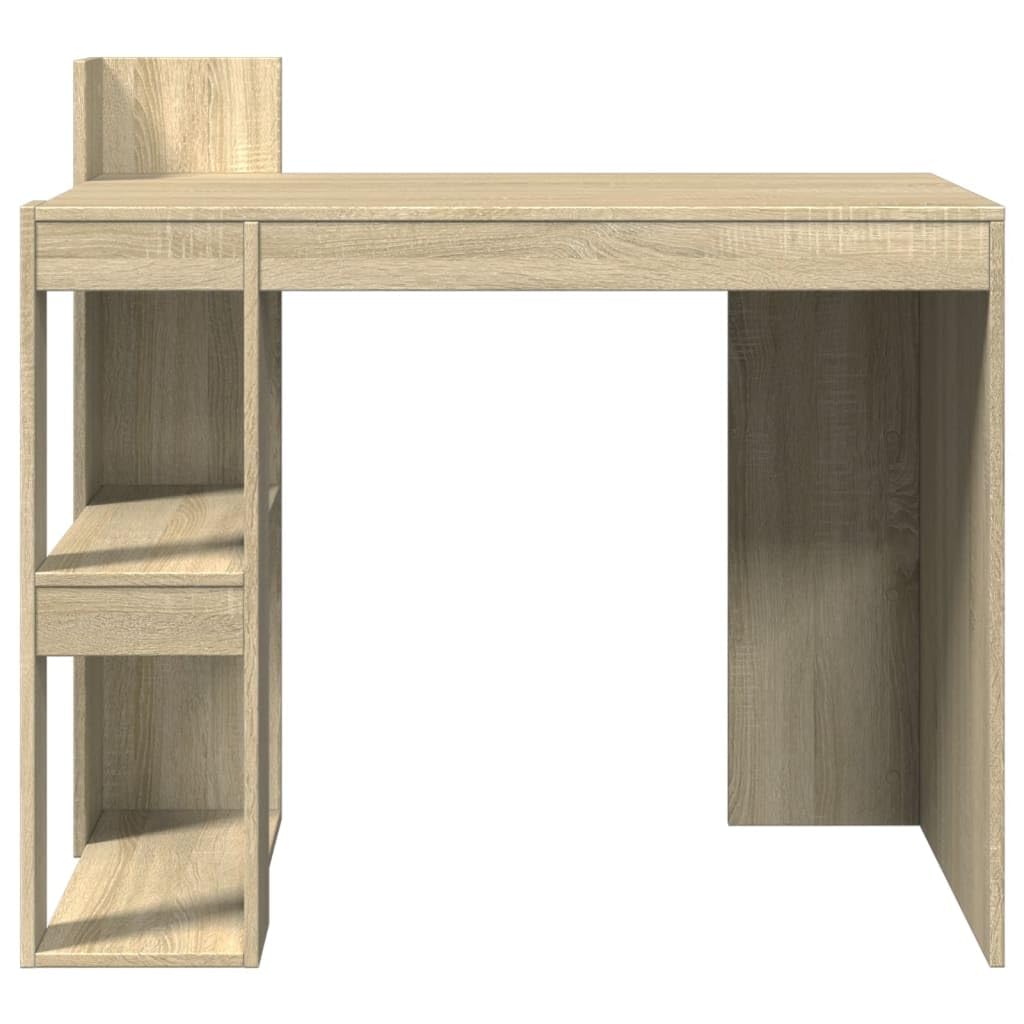 Escritorio pequeño para estudiantes, roble Sonoma, 103,5 x 56,5 x 94 cm, material de madera con amplio espacio de almacenamiento y diseño que ahorra espacio para pequeñas oficinas