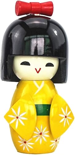 NUOBESTY Kimono japonés tradicional Kokeshi muñeca ornamento madera geisha asiática coleccionable estatua para oficina, hogar, fiesta, decoración de
