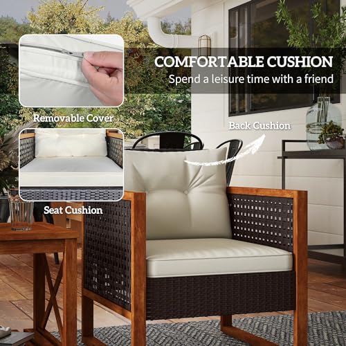 Outsunny CA863-153V00BN0231 3 Pieces Wicker Outdoor Bistro Set, Rattan Patio Furniture Set thumb #3