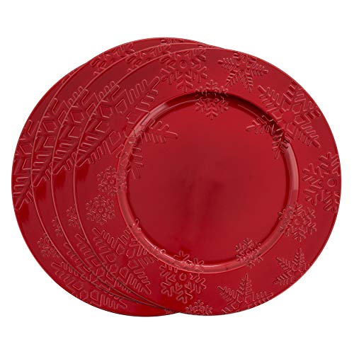 Platos base con diseño de copo de nieve rojo pack 4 miniatura 3
