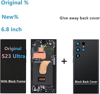 6.8" Original for Samsung Galaxy S23 Ultra SM-S918U SM-S918U1 SM- S918B SM-S918W SM-S918E LCD S23 Ultra Display Touch Screen Digitizer Assembly Replacment (with Black Frame)