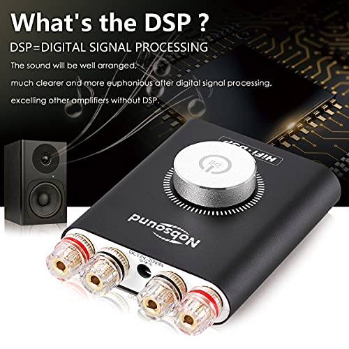 Image of Douk Audio Nobsound NS-20G 200W (100Wx2) Mini Bluetooth Power Amplifier, Multifunctional Hi-Fi DSP Stereo Headphone Audio Amp, LED Display, Power Supply (Black)