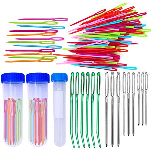 Yarn Needle - Large-Eye Blunt Needles and Bent Tapestry Needle, Plastic Large Eye Sewing Needles, Crafting Knitting Weaving Stringing Needles,Perfect for Finishing Off Crochet Projects