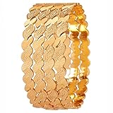 Touchstone „Golden Armreif-Kollektion“, indisches Bollywood-Wunsch-Messing, lasergeschnittenes Meenakari-Emaille-Designer-Schmuck-Armreif, 4er-Set in Goldton für Damen.