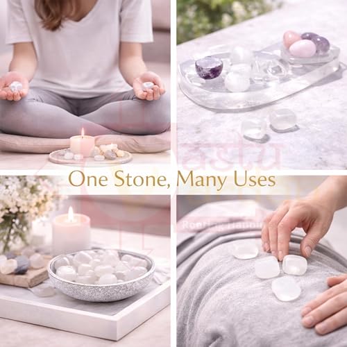 Image of Crystal Selenite Tumble Stone |50 gm Tumbled Gemstones | Reiki Healing Stones | Home Decor Pebbles | Aquarium Gravel | Garden & Table Decor