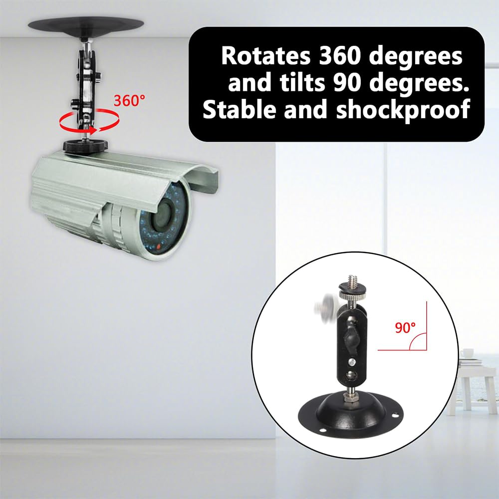 4 sztuki, czarny, regulowany uchwyt ścienny na kamerę pierścieniową 360°, uchwyt montażowy do kamery leśnej do domów, szkół, montażu na ścianie i suficie, do użytku wewnątrz i na zewnątrz