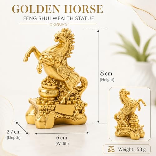 Figura Decorativa de Caballo Dorado para Mesa Feng Shui miniatura 2