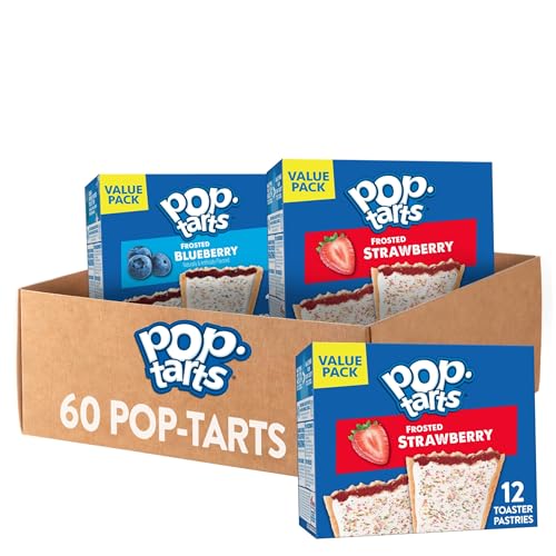 Pop-Tarts Toaster Pastries, Breakfast Foods, Kids Snacks, Value Pack, Variety Pack (60 Pop-Tarts)