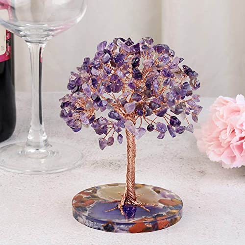 Arbre de vie en améthyste naturelle et socle en agate véritable - 4