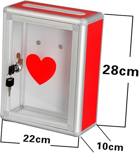 Miniatura 7 de MAGICLULU Caja de sugerencias de montaje en pared, caja de donación con candado, buzón de metal para montaje en pared, caja de colección resistente,