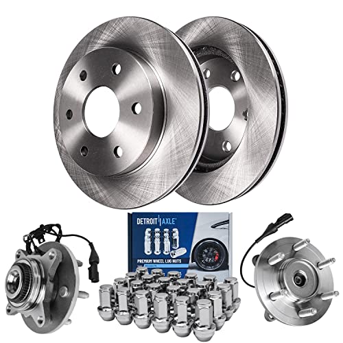Image of Detroit Axle - 4WD Front Brake Kit for 04-08 Ford F-150, 06-08 Lincoln Mark LT, 2 Disc Brake Rotors 2 Wheel Bearing and Hubs 24 Wheel Lug Nuts 2004 2005 2006 2007 2008 Replacement