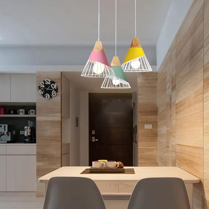 Mengjay Hanglamp, vintage, E27, industrieel, metaal, hanglamp, metaal, design, lamp, industriële plafondlamp, in lampen, hanglamp, voor woonkamer, slaapkamer, eetkamer (groen) photo 2