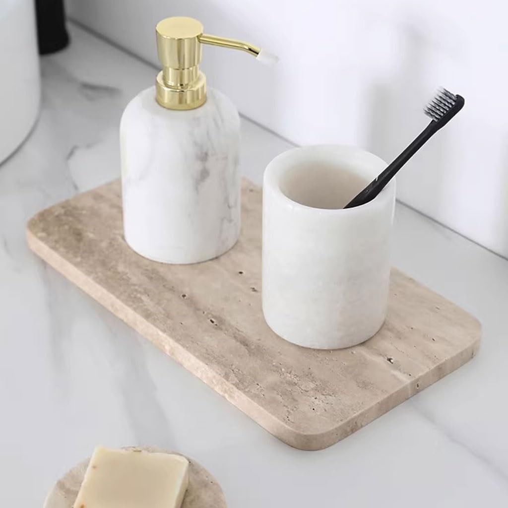 Bandejas Servir Comida Bandeja Decorativa De Almacenamiento Travertino Simple, For Fregadero Baño Mesa Cama(A)