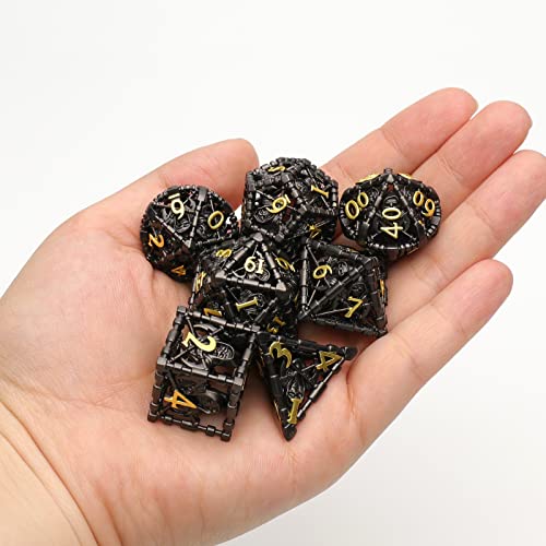 Dnd Dice, Dungeons And Dragons Dice Metal Polyhedral Dice Set Role Playing D&D Dice Hnccesg Hollow Grim Reaper Dice Gaming D And D Dice For Table Game Rpg Pathfinder Warhammer Shadowrun (Black) #TOP5