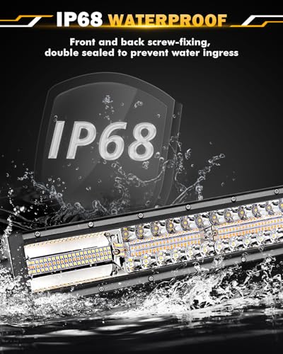 Image of Auxbeam 30 Inch 180W LED Light Bar, 6 Modes Spot Flood Combo Offroad Lighting Amber White Strobe Fog Light, Memory Reset Function Waterproof Driving Work Light with Wiring Harness Kit