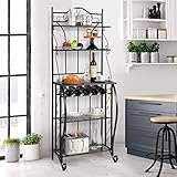 【Mehrzweck-Design】 Das 5-stufige Metallregal kann nicht nur als Bäckerregal in der Küche dienen, um Ihre Küche gut organisiert zu halten, sondern auch als Sideboard im Esszimmer oder als Pflanzenständer auf dem Balkon verwendet werden. Es ist eine perfekte Aufbewahrungs- und Präsentationslösung für jeden Raum.
