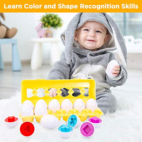 image for ThinkMax Matching Eggs Toys for Toddlers 1 2 3 Year olds,12 Pack Easte