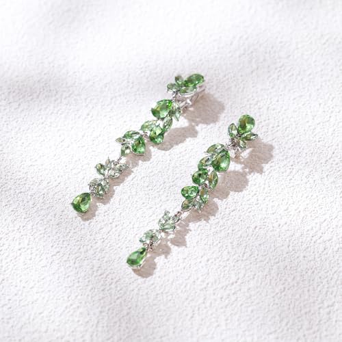Crysdue Clip On Earrings for Women Rhinestone Crystal Teardrop Cluster Wedding Bridal Non Pierced Long Dangle Earring for Prom Party4