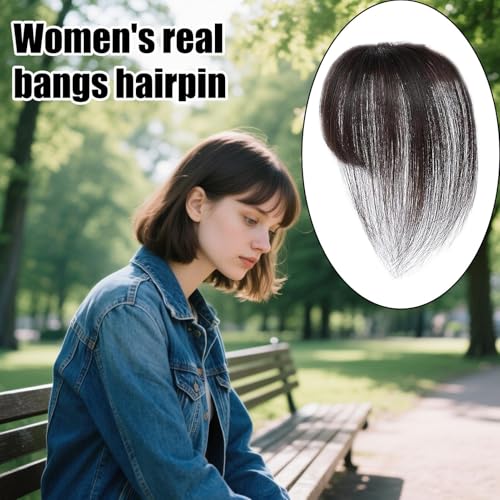 Flequillo postizo para disimular la calvicie de forma invisible con clips ajustables 2