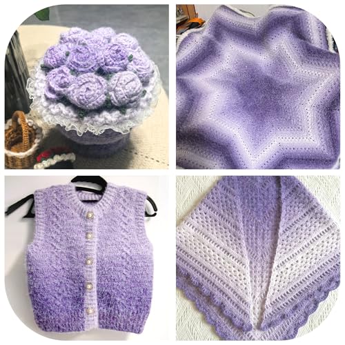 Image of Katech Ombre Yarn for Crocheting-Large Skein of Gradient Yarn Cake-2 Pack of 200g /7.05 oz-80% Acrylic,20% Nylon- #4 Medium-Perfect for Star Blankets, Scarves, Shawls and Garments (A)