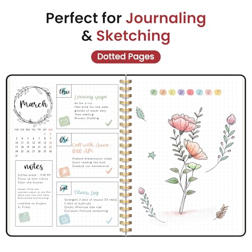Image of Taja Dotted Spiral Journal Notebook for Women & Men, 140 Pages, Dotted Notebook for Journaling & Note Taking, Journals for Writing, A5(5.7 inch x 7.9 inch) - Black