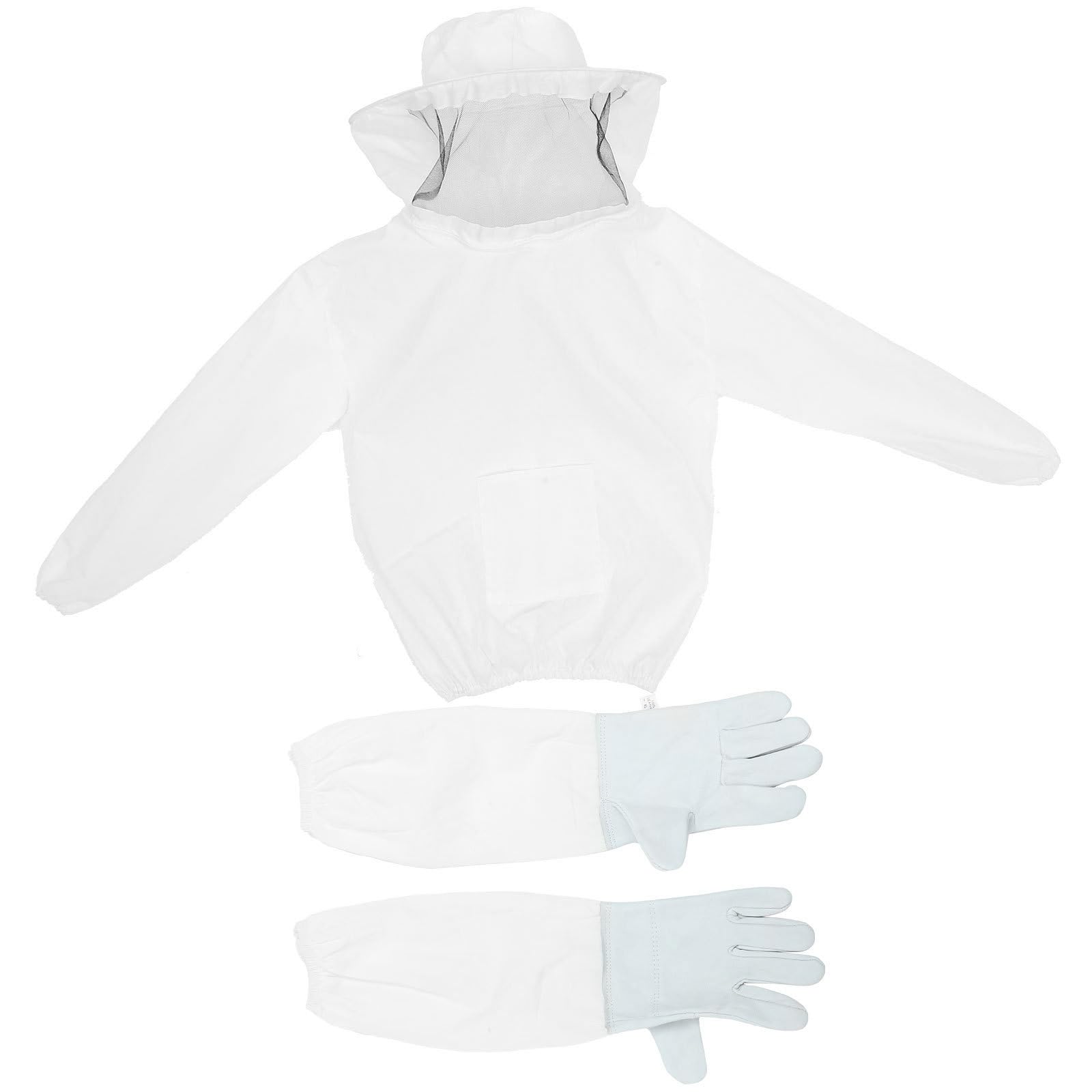 YARNOW Imkeranzug mit Imkerhandschuhen aus Strapazierfähigem Polyester und Wildleder Atmungsaktiver Imkerhut mit Schutznetz Bienenstichschutz für Imkerei und Bienenzucht