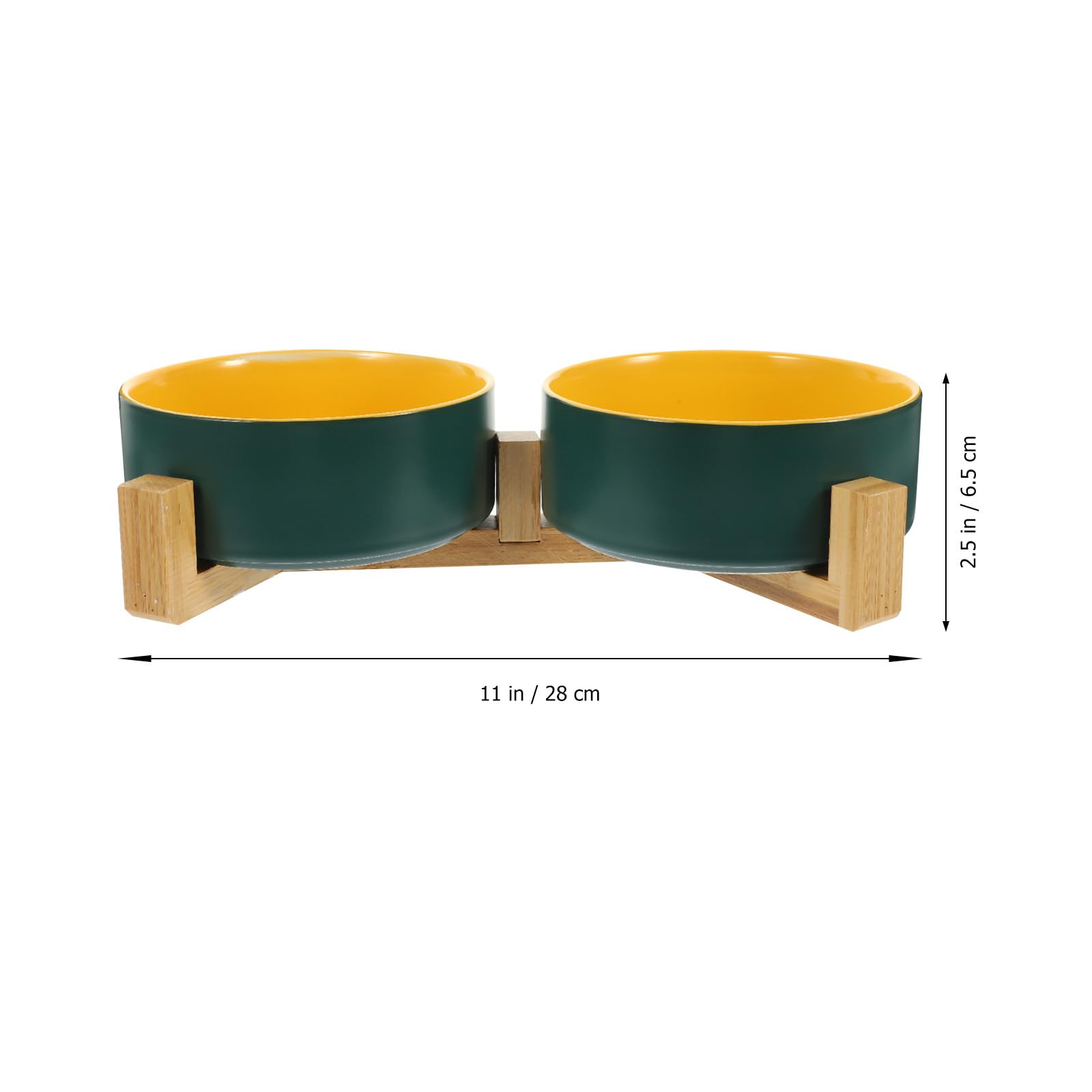 Abaodam Gamelle Double en Céramique Mate avec Support en Bois, Bol Pratique pour Chat et Chien, Anti-Renversement et Facile à Laver pour Toute Occasion