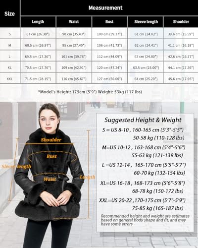 Gran Oriente 007 Faux Leather Jacket For Women With Faux Fur Collar Long Sleeve Fuzzy Parka Overcoat thumb #5