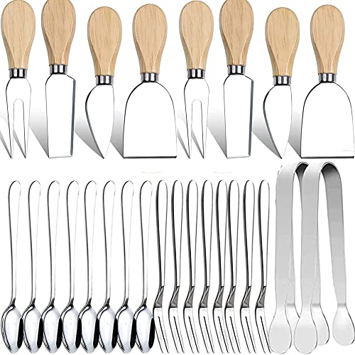 Catálogo de Tenedores para queso Top 5. 45 YANQINQIN Juego de cuchillos para queso, tenedor de acero inoxidable, cortador de cuchara, cuchillo de mantequilla para mesa de comedor (B-SET)