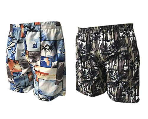 Kit 2 Bermudas Plus Size Surf Estampada Praia Tactel Masculina Adulto 02C-04C G3