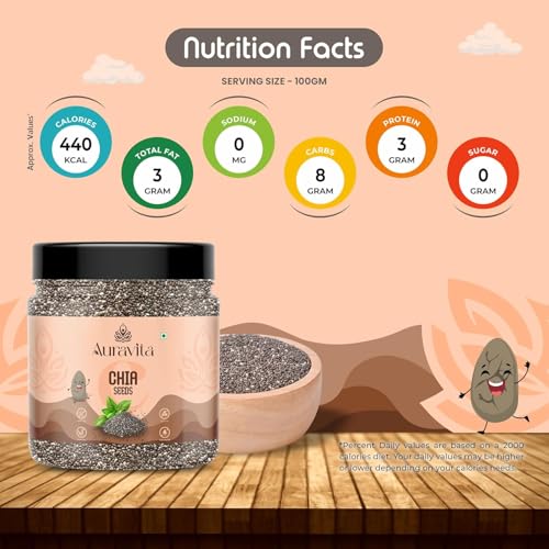 Image of Auravita 4 Combo (Chia, Pumpkin, Sunflower & Flax Seed) 200gms each (800gms total) Jar Pack | Mix Seeds for Eating Superfood Perfect for Gifting