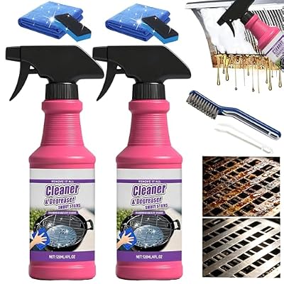 BIBIFACTORY Fast-Acting Heavy-Duty Grill Degreaser Spray, 120ml/4 Oz BBQ Grill Cleaner Spray, All Purpose Kitchen Grease Remover for Outdoor Grills Grates, Vent Hoods, Stove Top, Drip Pans (2PCS)