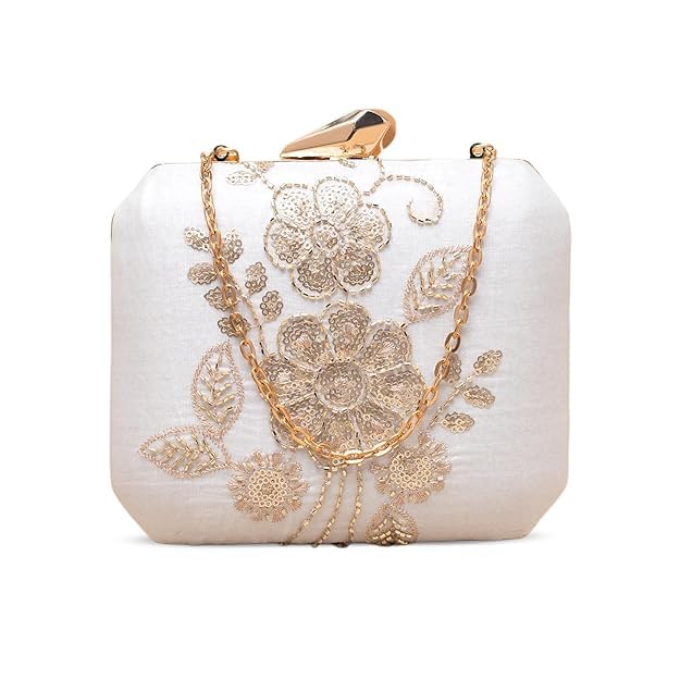 Embroidered Ethnic Clutch for Women - Traditional Floral & Peacock Saree Purse with Detachable Sling Chain - Luxury Bridal Wedding Bag & Hand Clutch for Women Stylish Events-image-32