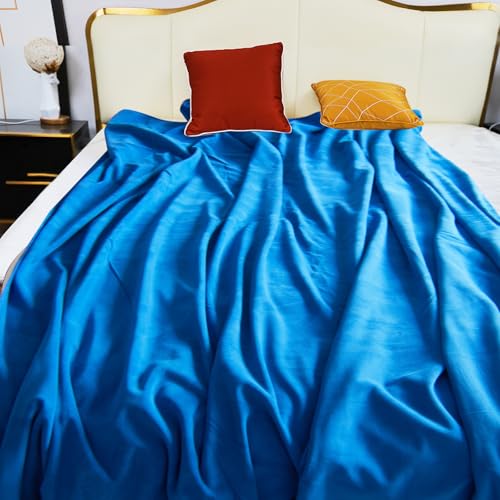 Ahinahwap Waterproof Blanket for Bed Couch Sofa, 60"x80" Reversible & Washable, Waterproof Blanket Queen Size, Water Resistant Twin Bed Blankets, Leakproof (Blue/Warm White)