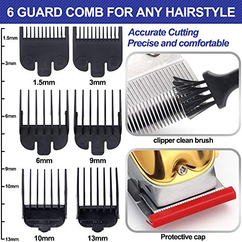 Powerful Hair Clippers for Men Hair Cutting Kit Professional Cordless Rechargeable Hair Beard Trimmers Mens Grooming Set LED Display Gold - Thumbnail 6