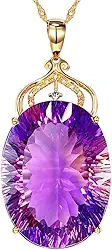 Colar Feminino Luxo 'Ametista' – Prata Banhada a Ouro 18K, Pingente de Cristal Ametista e Zircônias – Joia Fina, Elegante e Sofisticada – Acompanha Bolsa de Veludo