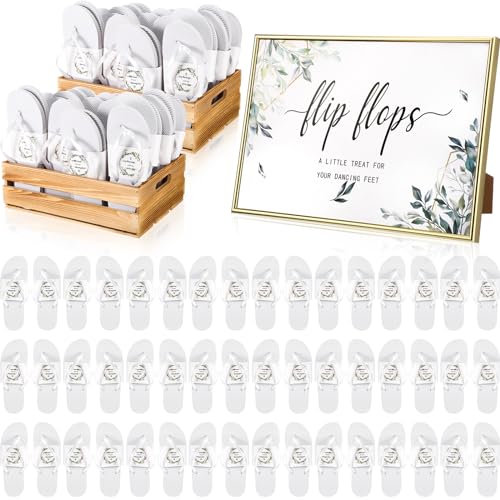 Image of Zoooyawn 24 Pairs Wedding Party Favors Flip Flops Bulk Wedding Sign for Guest