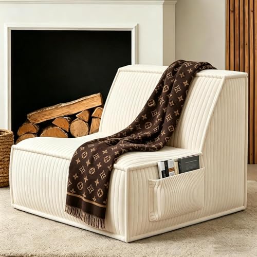 Image of Single Sofa Seat, Memory Foam Couch with Back Support, Mini Sofa, Resistant to Sagging, Suitable for Small Spaces, Living Rooms, Apartments, Dorms, Offices, White