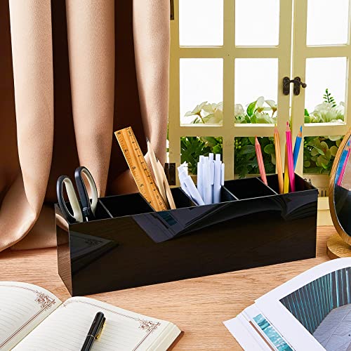 Image of Jetec Acrylic Pen Holder 6 Compartments Makeup Brush Stationery Organizer Pencil Holder for Desk Accessories, Cosmetic Brushes, Dorm, Home, Bathroom, Kitchen, Office Supplies(Black)