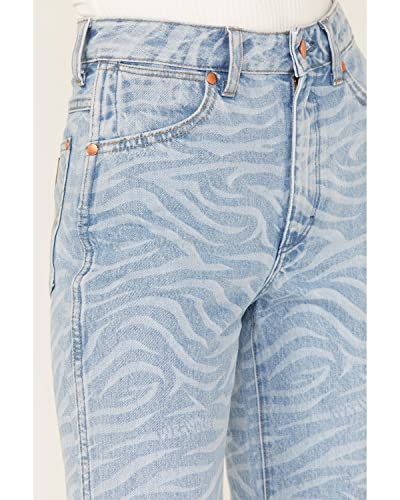 Wrangler Women's Meow Laser Tiger Print Wanderer Flare Jeans Blue 30W x 32L2
