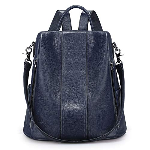 S-ZONE Damen Rucksack Wasserdicht Weiches Echtes Leder Anti Diebstahl Mode Schultasche Handtasche Casual Daypack für Arbeit Schule Reise