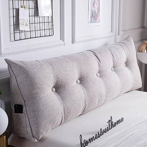 Solid Color Triangle Headboard Pillow for Headboard King/Queen/Double/Twin Size Bedside Cushion Triangle Loveseat Large Back Triangle Wedge Pillow Positioning (Color : Gray, Size : 39.3