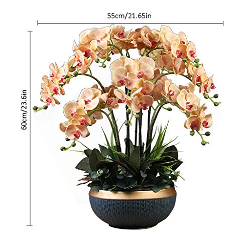 Composition d'orchidées artificielles Phalaenopsis 12 branches avec vase blanc