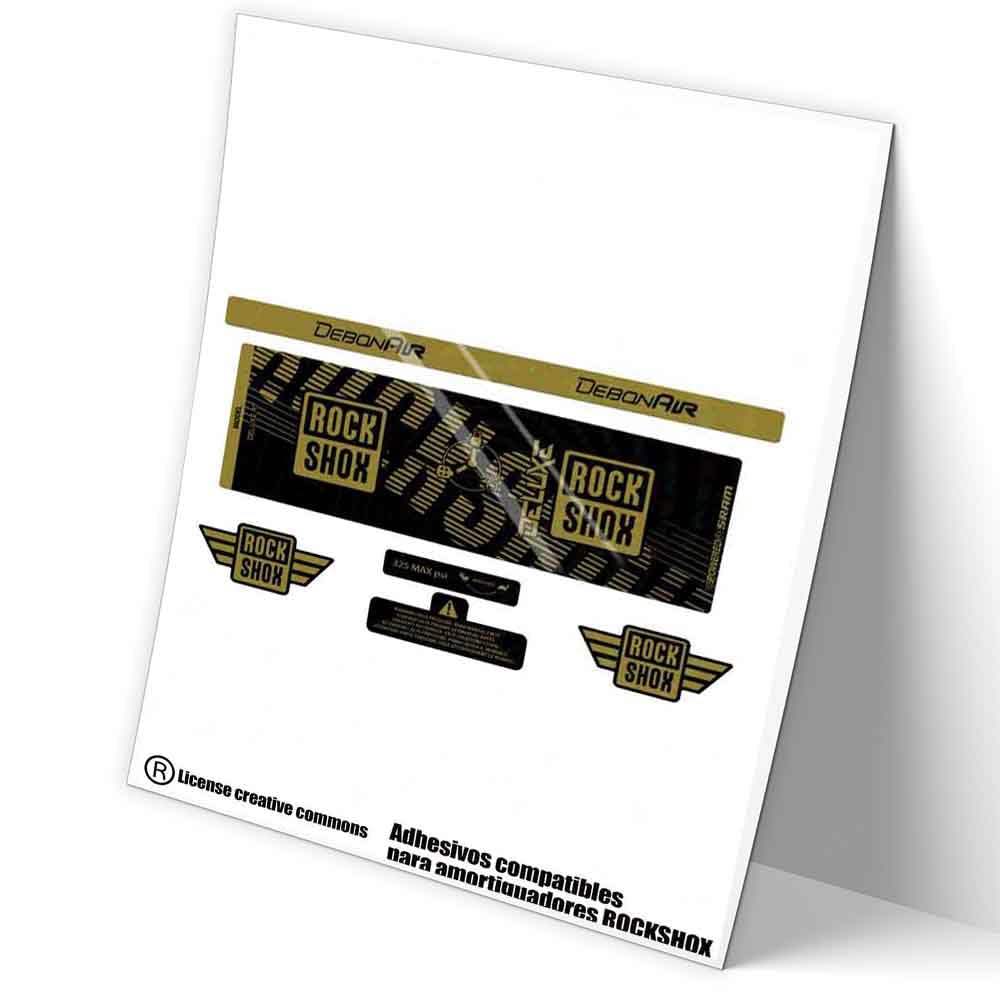REF:VP607 Stickers compatible with shock absorber ROCKSHOX DELUXE R- RT3 2018-19 MTB, stickers, stickers, stickers, vinyls for mountain bikes. (GOLD)