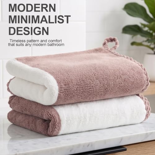 Image of Story@Home 500 GSM Microfiber Hand Towel Set of 4 | Super Soft Color Blocked Face Towel | 60 x 40 cm | Grey & Dusty Rose | Sensitive Skin Friendly Face Towels for Gym, Travel, Sports, Bathroom