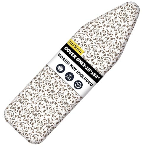 Image of Ironing Board Cover and Pad 18 inchx54 inch Extra Thick Natural Cotton, Scorch and Stain Resistant Iron Board Cover,Extra Large Iron Board Cover with Fasteners Heavy Duty Heatproof Elastic Edge Taupe