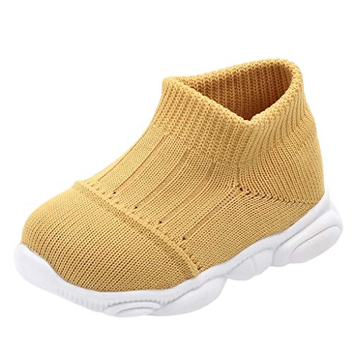 Shan-S Toddler Infant Kids Baby Girls Boys Striped Mesh Knitted Breathable Soft Sole Solid Color Sport Running Lightweight Sneakers Casual Shoes 0-15Months