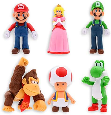 6pcs/Set Super Mario Bros Figures Children’s Toy - Mario & Luigi Figurines –Yoshi & Mario Bros Action Figures Mario PVC Toy Figures